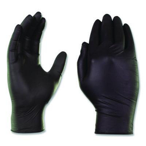 GloveWorks by AMMEX Nitrile Exam Gloves, Powder-Free, Small, 6 mil Thick, 9.5" Long, Black, 100/Box (GWBEN42100BX)