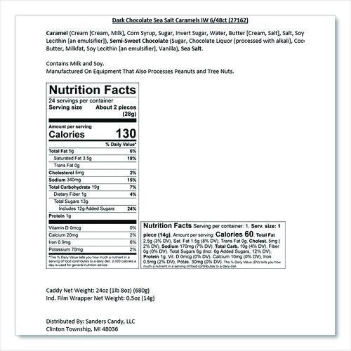 Small Batch Wonders Snack Size Dark Chocolate Sea Salt Caramels, 0.5 oz Individually Wrapped, 48/Box (KAR04002)
