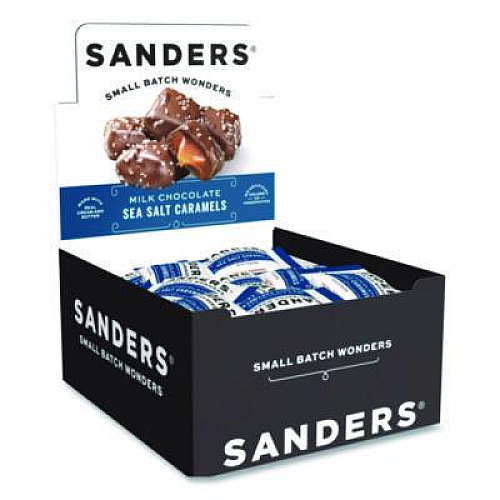 Sanders Small Batch Wonders Snack-Size Milk Chocolate Sea Salt Caramels, 0.5 oz Individually Wrapped, 48/Box (KAR27163)