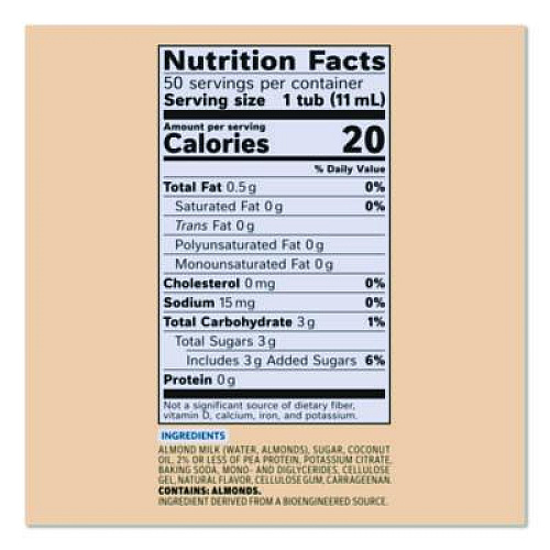 Coffee mate Plant-Based Almond Milk Non-Dairy Liquid Creamer Singles, Natural Vanilla, 0.38 oz Mini Cups, 200/Carton (42258CT)