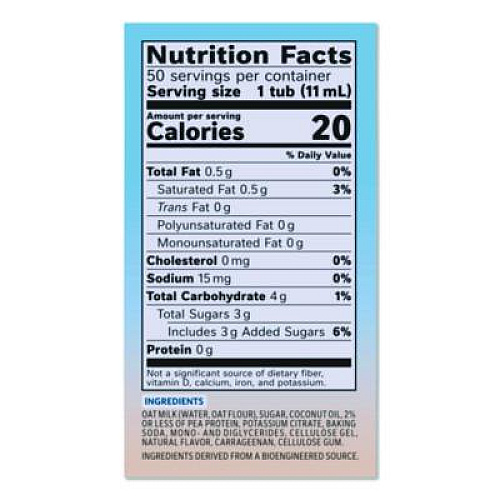 Coffee mate Plant-Based Oat Milk Liquid Creamers, Natural Vanilla, 0.38 oz Mini Cups, 50/Box (19891)