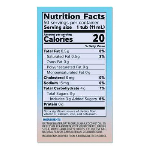 Coffee mate Plant-Based Oat Milk Liquid Creamers, Natural Vanilla, 0.38 oz Mini Cups, 50/Box, 4 Boxes/Carton (19891CT)