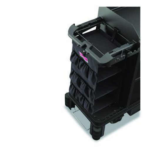 3-Sided Hanging Bag with Shelves for Suncast Commercial HKC1000/HKC2000 Housekeeping Carts, 25.4 gal, 15.7 x 12.4 x 30, Black (HKCBAG03D)