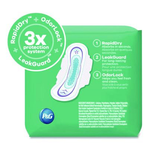 Always Ultra Thin Pads with Wings, Size 1, Regular Absorbency, 22 Pads/Pack, 12 Packs/Carton (03339)