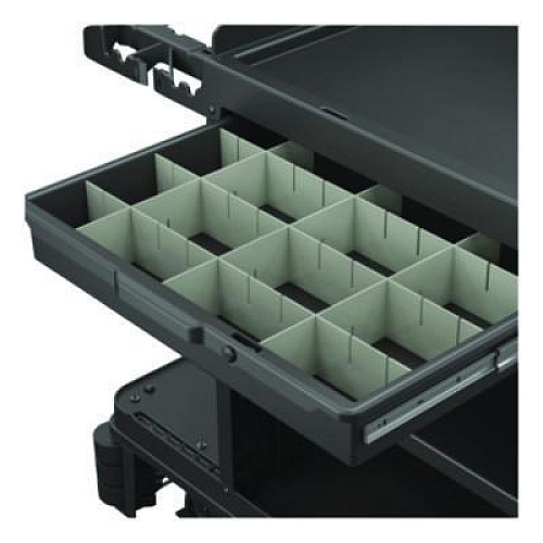 Lockable Slide Drawer with Dividers for Suncast Commercial Full-Size Housekeeping Carts HKC1000/HKC2000, Plastic, Black (HKCDRW2)