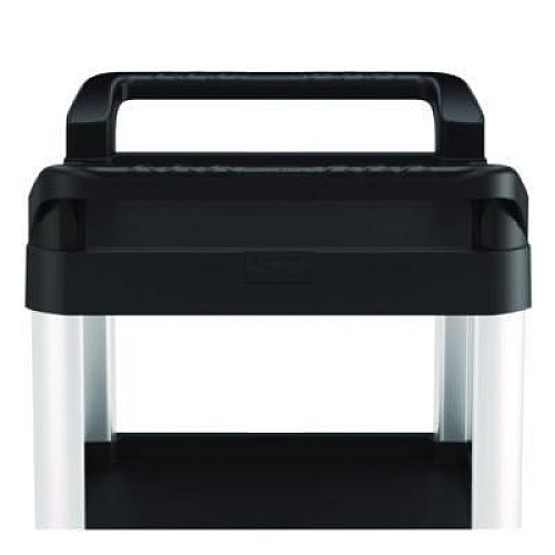 Suncast Commercial Three-Shelf Service Cart, Metal/Plastic, 3 Shelves, 300 lb Capacity, 20" x 34" x 37.92", Black (RC2030)