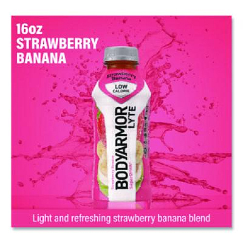 BodyArmor LYTE Sports Drink, Strawberry Banana, 16 oz Bottle, 12/Pack (411896)