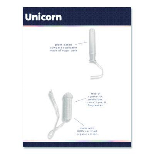 Unicorn Cotton Tampons, Regular Absorbency, 60/Box, 6 Boxes/Carton (TOP08159)