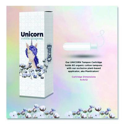 Unicorn Cotton Tampons, Regular Absorbency, 60/Box, 6 Boxes/Carton (TOP08159)