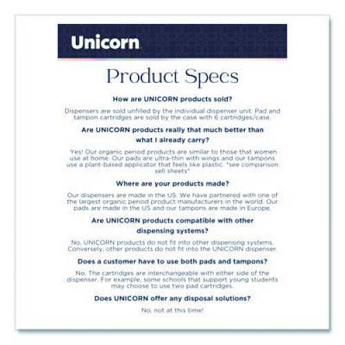 Unicorn Cotton Tampons, Regular Absorbency, 60/Box, 6 Boxes/Carton (TOP08159)