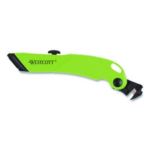 Westcott Ceramic Safety Cutter with Fold-Out Film Cutter, Plastic Handle, Green (00741)
