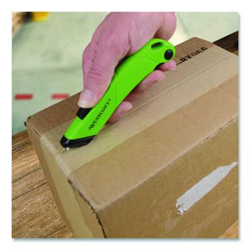 Westcott Ceramic Safety Cutter with Fold-Out Film Cutter, Plastic Handle, Green (00741)