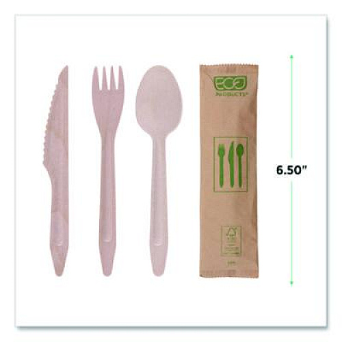 Eco-Products Wood Cutlery, General Purpose, Fork/Knife/Napkin/Spoon, Natural, 500/Carton (EPS215)