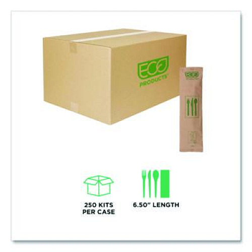Eco-Products Wood Cutlery, General Purpose, Fork/Knife/Napkin/Spoon, Natural, 500/Carton (EPS215)
