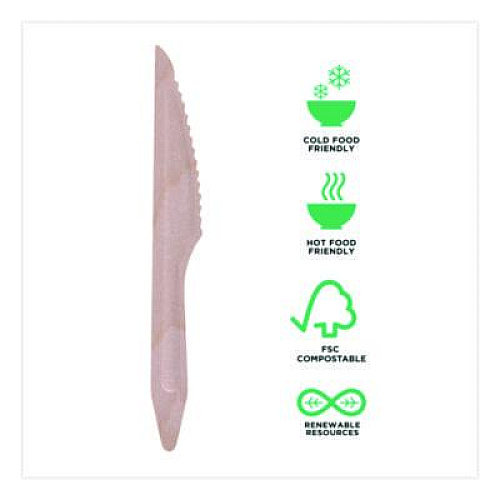 Eco-Products Wood Cutlery, General Purpose Knife, Natural, 500/Carton (EPS211W)