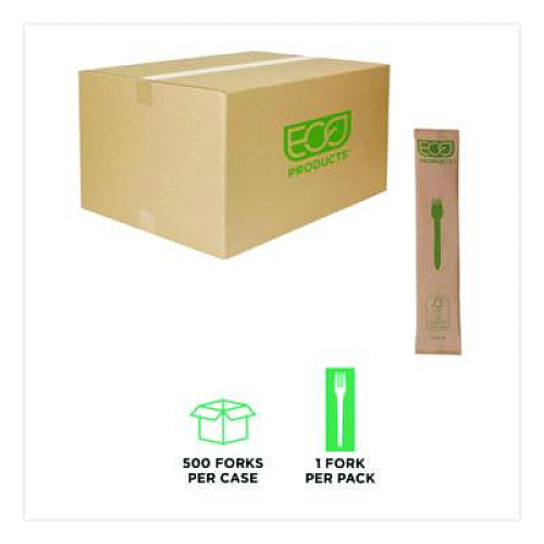 Eco-Products Wood Cutlery, General Purpose Fork, Natural, 500/Carton (EPS212W)
