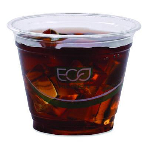 Eco-Products GreenStripe Renewable and Compostable Cold Cups, 9 oz, Plastic, Clear, 50/Pack, 20 Packs/Carton (EPCC9SGS)