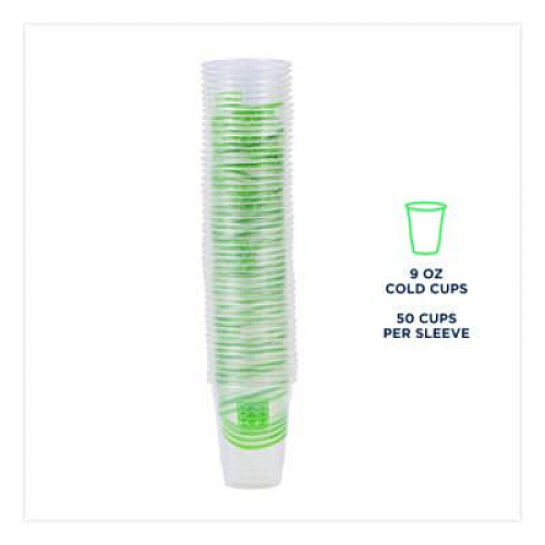 Eco-Products GreenStripe Renewable and Compostable Cold Cups, 9 oz, Plastic, Clear, 50/Pack, 20 Packs/Carton (EPCC9SGS)