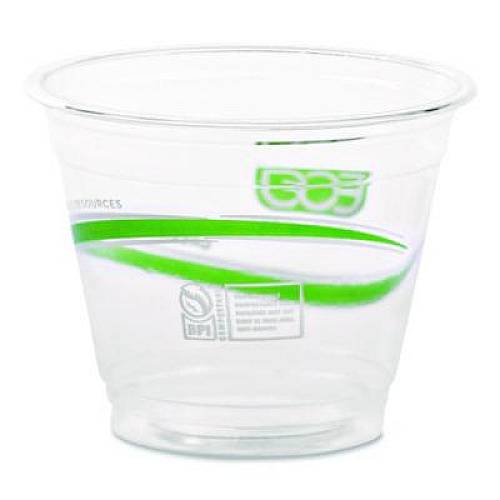 Eco-Products GreenStripe Renewable and Compostable Cold Cups, 9 oz, Plastic, Clear, 50/Pack, 20 Packs/Carton (EPCC9SGS)