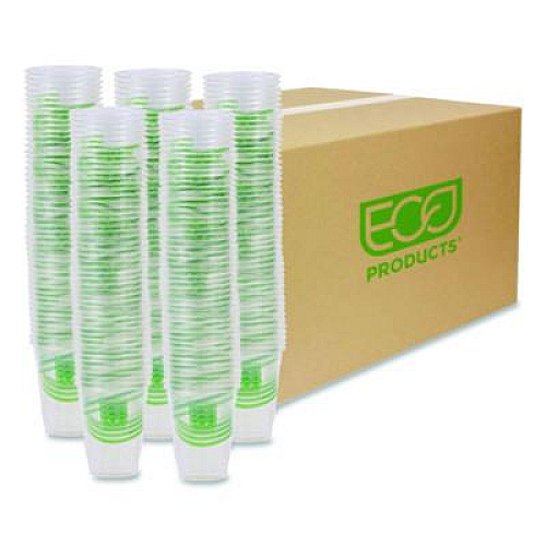 Eco-Products GreenStripe Renewable and Compostable Cold Cups, 9 oz, Plastic, Clear, 50/Pack, 20 Packs/Carton (EPCC9SGS)