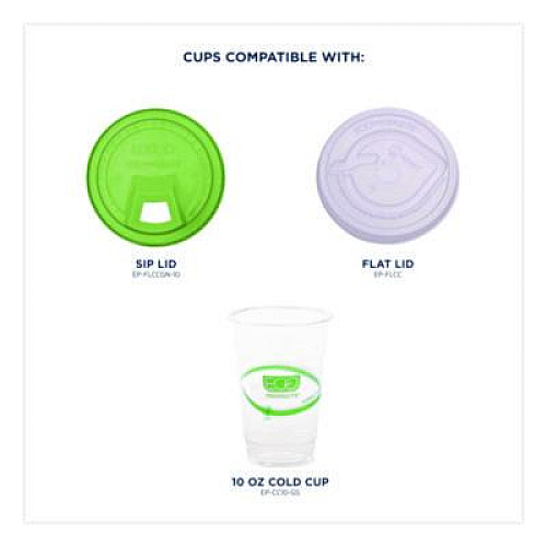 Eco-Products GreenStripe PLA Cold Cups, 10 oz, Plastic, Clear, 1,000/Carton (EPCC10GS)