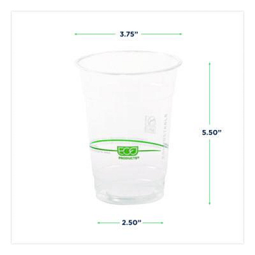 Eco-Products GreenStripe Renewable and Compostable Cold Cups Convenience Pack, 16 oz, Plastic, Clear, 50/Pack (EPCC16GSPK)