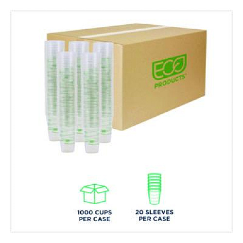 Eco-Products GreenStripe Renewable and Compostable Cold Cups Convenience Pack, 16 oz, Plastic, Clear, 50/Pack (EPCC16GSPK)