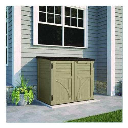Suncast Horizontal Storage Shed, 4 ft 5" x 2 ft 8.5" x 3 ft 9.5", Sand/Slate (BMS3400X)