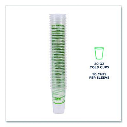 Eco-Products GreenStripe Renewable and Compostable Cold Cups, 20 oz, Plastic, Clear, 50/Pack, 20 Packs/Carton (EPCC20GS)