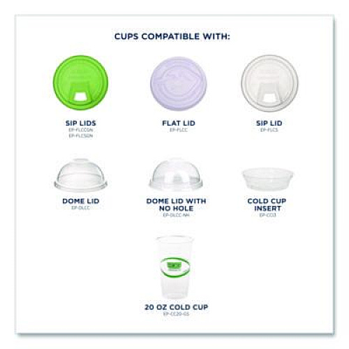 Eco-Products GreenStripe Renewable and Compostable Cold Cups, 20 oz, Plastic, Clear, 50/Pack, 20 Packs/Carton (EPCC20GS)