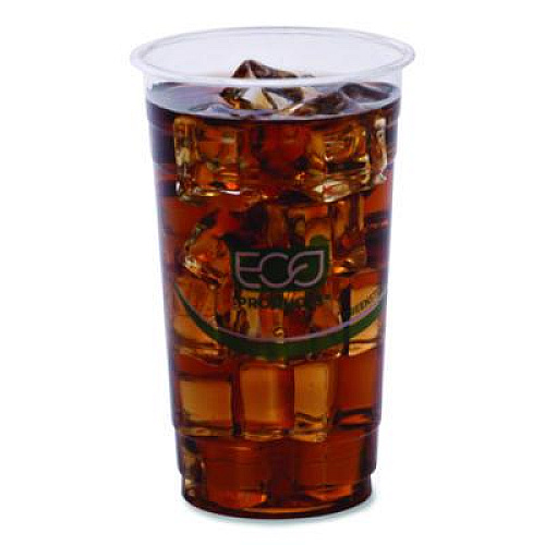 Eco-Products GreenStripe Renewable and Compostable PLA Cold Cups, 24 oz, Plastic, Clear, 50/Pack, 20 Packs/Carton (EPCC24GS)