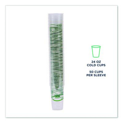 Eco-Products GreenStripe Renewable and Compostable PLA Cold Cups, 24 oz, Plastic, Clear, 50/Pack, 20 Packs/Carton (EPCC24GS)