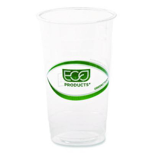 Eco-Products GreenStripe Renewable and Compostable PLA Cold Cups, 24 oz, Plastic, Clear, 50/Pack, 20 Packs/Carton (EPCC24GS)