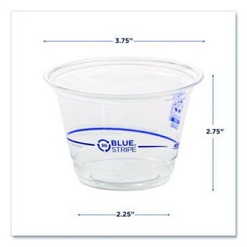 Eco-Products BlueStripe 25% Recycled Content Cold Cups, 9 oz, Plastic, Clear/Blue, 50/Pack, 20 Packs/Carton (EPCR9)