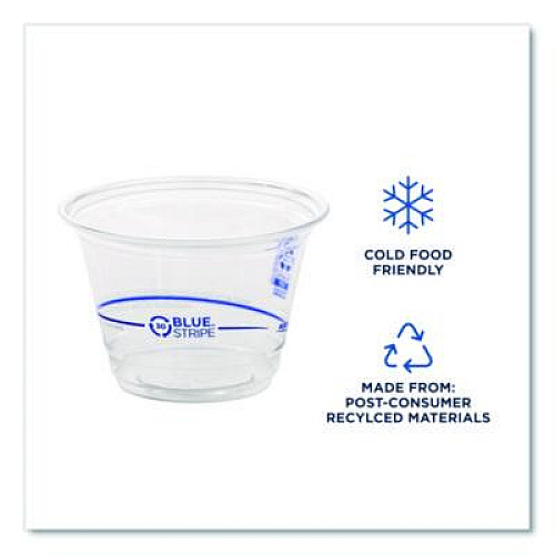 Eco-Products BlueStripe 25% Recycled Content Cold Cups, 9 oz, Plastic, Clear/Blue, 50/Pack, 20 Packs/Carton (EPCR9)