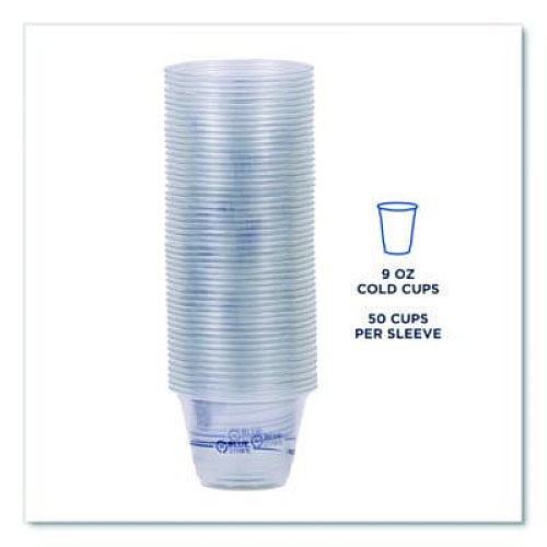 Eco-Products BlueStripe 25% Recycled Content Cold Cups, 9 oz, Plastic, Clear/Blue, 50/Pack, 20 Packs/Carton (EPCR9)