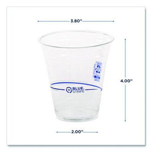 Eco-Products BlueStripe 25% Recycled Content Cold Cups, 12 oz, Plastic, Clear/Blue, 50/Pack, 20 Packs/Carton (EPCR12)