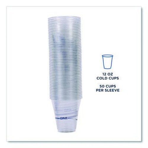 Eco-Products BlueStripe 25% Recycled Content Cold Cups, 12 oz, Plastic, Clear/Blue, 50/Pack, 20 Packs/Carton (EPCR12)