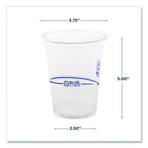 Eco-Products BlueStripe 25% Recycled Content Cold Cups, 16 oz, Plastic, Clear/Blue, 50/Pack, 20 Packs/Carton (EPCR16)