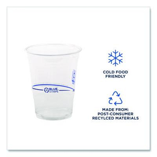 Eco-Products BlueStripe 25% Recycled Content Cold Cups, 16 oz, Plastic, Clear/Blue, 50/Pack, 20 Packs/Carton (EPCR16)