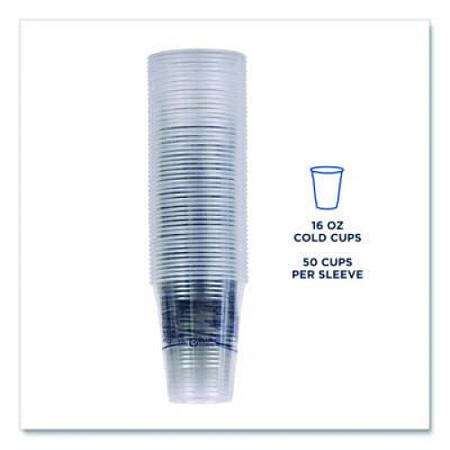 Eco-Products BlueStripe 25% Recycled Content Cold Cups, 16 oz, Plastic, Clear/Blue, 50/Pack, 20 Packs/Carton (EPCR16)