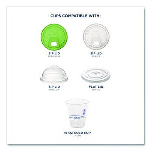 Eco-Products BlueStripe 25% Recycled Content Cold Cups, 16 oz, Plastic, Clear/Blue, 50/Pack, 20 Packs/Carton (EPCR16)