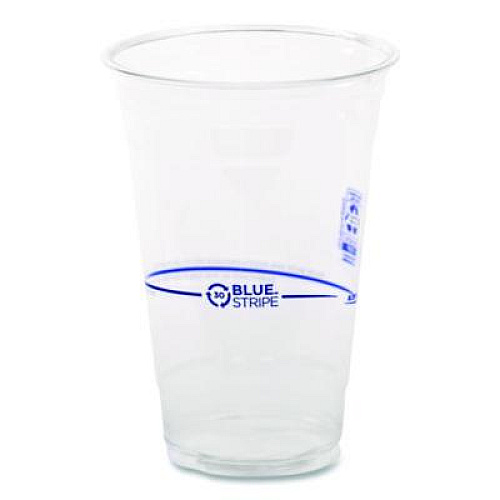 Eco-Products BlueStripe Recycled Content Clear Plastic Cold Drink Cups, 24 oz, 600/Carton (EPCR24)