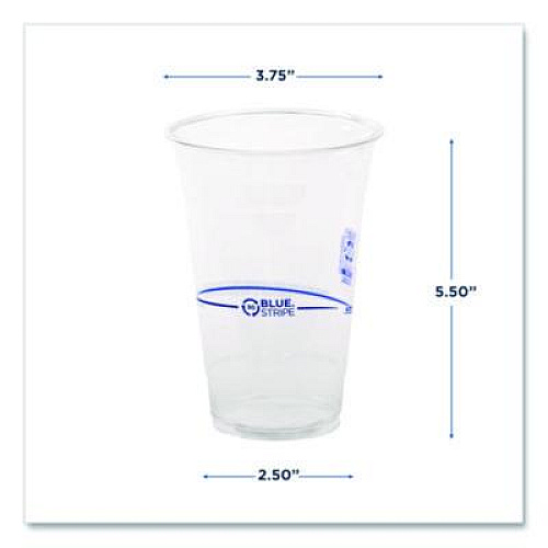 Eco-Products BlueStripe 25% Recycled Content Cold Cups, 20 oz, Plastic, Clear/Blue, 1,000/Carton (EPCR20)