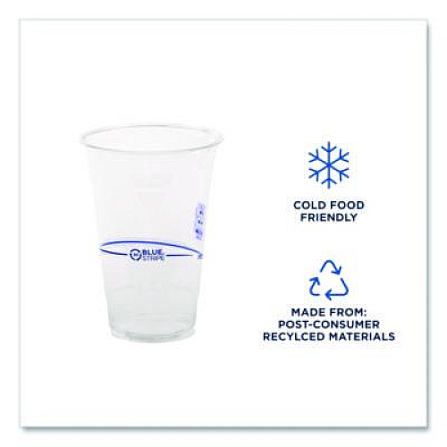 Eco-Products BlueStripe 25% Recycled Content Cold Cups, 20 oz, Plastic, Clear/Blue, 1,000/Carton (EPCR20)