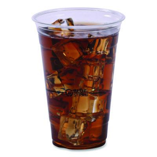 Eco-Products BlueStripe 25% Recycled Content Cold Cups, 20 oz, Plastic, Clear/Blue, 1,000/Carton (EPCR20)