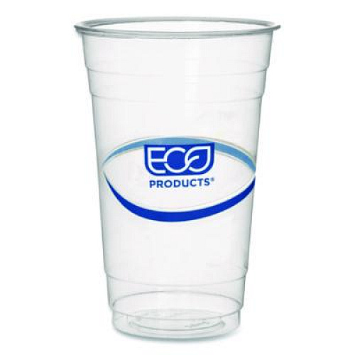 Eco-Products BlueStripe 25% Recycled Content Cold Cups, 20 oz, Plastic, Clear/Blue, 1,000/Carton (EPCR20)