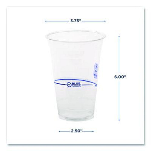 Eco-Products BlueStripe Recycled Content Clear Plastic Cold Drink Cups, 24 oz, 600/Carton (EPCR24)