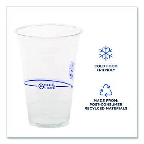 Eco-Products BlueStripe Recycled Content Clear Plastic Cold Drink Cups, 24 oz, 600/Carton (EPCR24)