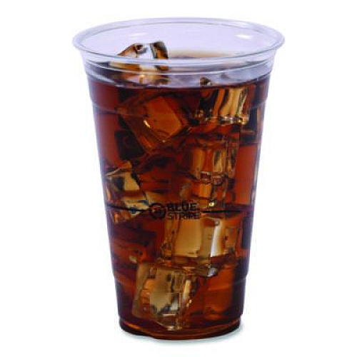 Eco-Products BlueStripe Recycled Content Clear Plastic Cold Drink Cups, 24 oz, 600/Carton (EPCR24)